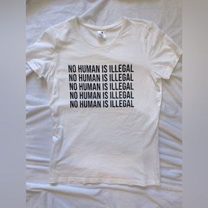 Progressive Liberal No Human is Illegal Statement tee